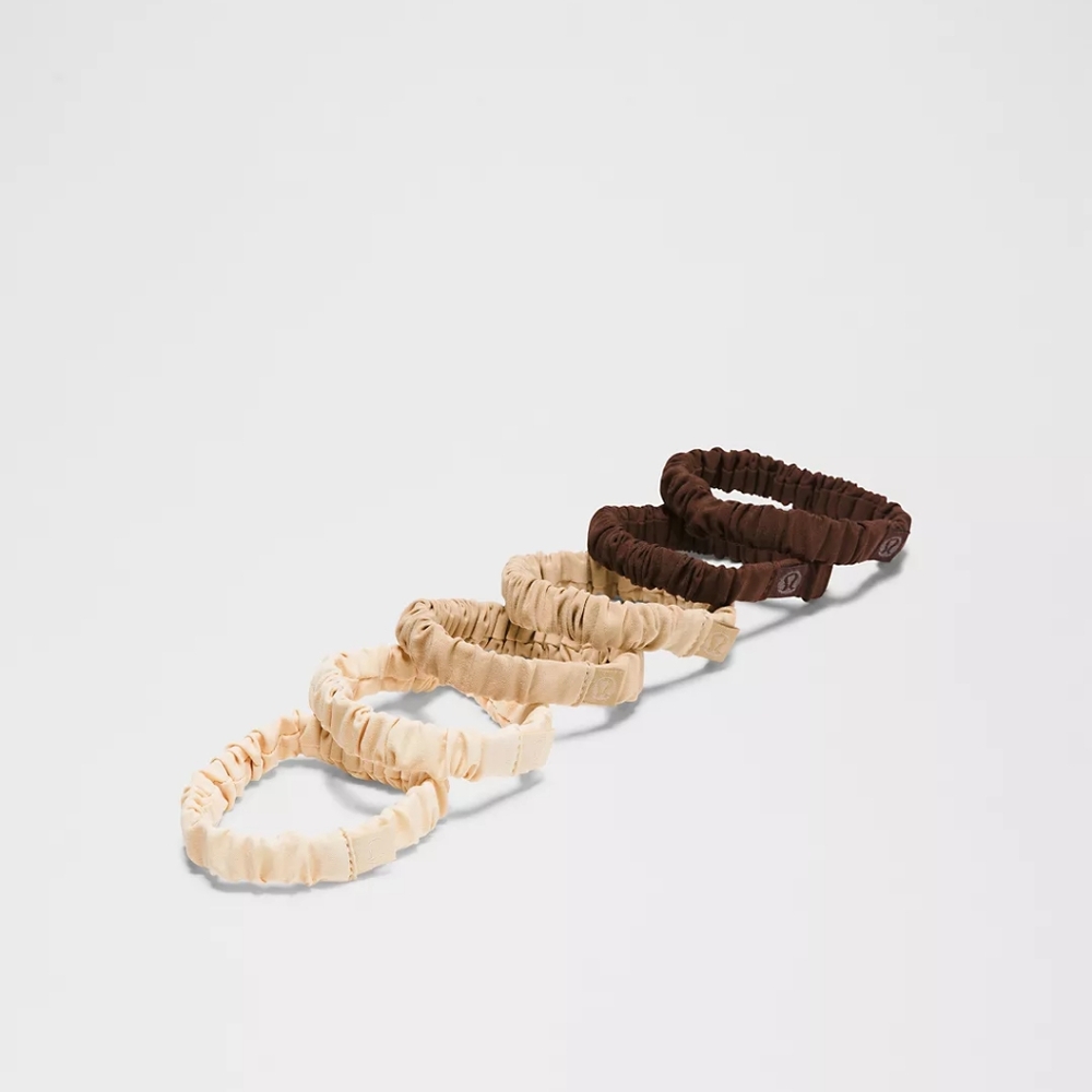 lululemon Skinny Scrunchies 6 Pack, Java/Java/Gleam/Gleam/Pale Linen/Pale Linen